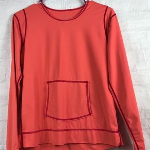 Athleta Orange Rash Guard Long Sleeve Top Sz M